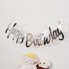 Bandeirola de Letra Única Decoração Feliz Aniversário Hot Stamping Bandeirola de Letra Única Dourada e Prateada Feliz Aniversário
