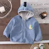 Roupa Exterior de Lã Ollie para Crianças Novo Estilo de Inverno Chique Roupa de Bebê Outono/Inverno Top com Plus Veludo Roupa Infantil Jaqueta de Dinossauro Cartoon Tendência