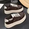 Zapatos de Plataforma con Suela Gruesa de Cuero Genuino para Aumentar la Altura, Zapatos Blancos con Cordones y Punta Redonda para Mujer, Zapatos Deportivos Casuales Nuevos Otoño/Invierno 2026 para Hombre y Mujer