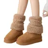 Nuevos Calentadores de Piernas Lisos Gruesos Cálidos Otoño/Invierno Calcetines Cómodos de Felpa Suave a Media Pantorrilla con Protección Adicional de Polar para Piernas Calcetines Slouch Versátiles