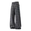 Pantalones rectos de primavera y otoño, versátiles para el uso diario, a cuadros, estilo casual