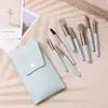 Set de 8 Brochas de Maquillaje para Principiantes, Cerdas Suaves, Estuche de Cuero para Guardar, Brocha para Base, Almacenamiento Portátil