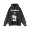 Marca de moda hip hop americana rap retrato hip hop frito Flor camisola masculina e feminina hiphop manga comprida lavada com capuz velho