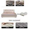 Cama de Couro Estilo Minimalista Italiano Cor Creme Seção Quadrada Estofamento Macio Acolchoado Cabeceira Grande Quarto Principal Cama de Casal Moderna Couro Nappa Cama de Casamento