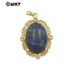 WT-P1985 Exquisitos Pendientes Clásicos con Forma de Huevo de Ganso, Recorte de Turquesa y Lapislázuli, con Circonitas de Oro de 18k, Colgantes para Mujeres, Joyería