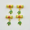 Colgante de Pintura al Óleo con Nudo de Bambú Chapado en Oro Tradicional con Agujero Grande para Ensartar, Accesorios de Cuentas para Pulseras Estilo Chino Nuevo