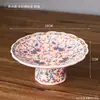 Tigela de Frutas Alta Chinesa Prato Retro para Chá e Lanches Prato para Lanches de Frutas Secas Prato de Sobremesa para Mesa de Centro de Sala de Estar Prato de Exibição