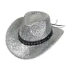 Chapéu de Cowboy com Glitter Transfronteiriço Chapéu de Cowboy com Glitter Rosa Boate Dança Carnaval Festa na Praia Topete com Glitter Dourado