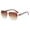 Nuevas Gafas de Sol de Moda Gafas de Sol de Metal con Medio Marco Transfronterizo Gafas de Sol Cuadradas Retro para Hombre Gafas de Sol de Moda con Medio Marco