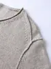 Design único, borda enrolada, cardigã de tricô de lã de ovelha para mulheres, nova coleção outono 2026, gola redonda, manga longa, top casual