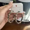 Pendientes Geométricos con Estampado de Leopardo con Aguja de Plata, Aretes de Tachuela Transfronterizos de Lujo Ligero de Moda, Pendientes Versátiles de Gama Alta de Nicho para Mujeres