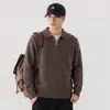 Suéter de punto de alta gama estilo japonés con media cremallera para hombre, nuevo y moderno para primavera y otoño 2026, elástico, de corte holgado, con cuello
