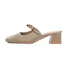 Sandalias Cuadradas de Moda Nueva Primavera 2026, Zapatos Pequeños de Piel, Zapatos Mary Jane de Tacón Grueso, Tacones Altos Estilo Europeo y Americano