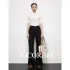 Pantalones JocorbeiSupermodel Negros de Cintura Alta Ligeramente Acampanados para Mujer, Nuevos Pantalones Adelgazantes de Longitud Completa
