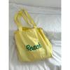 Bolso de mano con estampado de letras, bolso de hombro artístico para vacaciones y ocio, bolso de compras de gran capacidad, bolso con cordón, transfronterizo