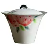 Shanding tazón de cubierta rosa estilo brumoso pintado a mano gres color rosa tazón de té de cumpleaños melocotón juego de té kung fu tazón de té individual taza de té