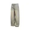 Yidao Vintage 2025 Otoño Nuevo Retro Americano Lavado Desgastado Casual Jeans Unisex de Moda Pantalones de Pierna Ancha