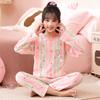 Pijamas para niños de algodón peinado, jersey de manga larga, primavera y otoño, con estampado de dibujos animados, ropa informal cálida para el hogar para niños y niñas.