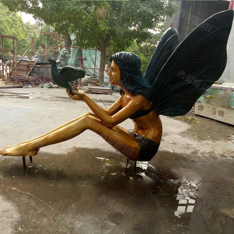 铜欧式人物蝴蝶女雕塑详情图30