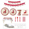 Decoración Navideña Transfronteriza de Temporada Diseño para Fiesta Plato de Papel Vaso de Papel Servilleta de Papel Mantel Plato Desechable para Cena Paquete de Vajilla
