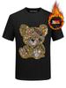 Camiseta de marca de moda europea y americana con oso de pedrería, camiseta básica de manga corta para hombre de algodón cálido y talla grande, top de moda ajustado