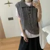 Chaleco de Punto con Cuello Polo de Punto Trenzado Estilo Coreano con Botón de Cuerno para Mujer Primavera Otoño Nuevo Diseño Casual con Sentido Chaleco Suéter