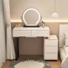 Penteadeira nova de placa de rocha 2026, cor creme para quarto, design mini, moderno e minimalista, com armário de armazenamento integrado