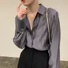 Camisa Coreana Chic de Principios de Otoño Transparente de Color Sólido 2026 Nueva Pura Deseo Sexy Cuello Solapa Manga Larga Camisa Base para Mujer