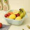 Bacia de Lavagem de Vegetais de Camada Dupla Cesta de Escorrer Conjunto de Oito Peças Cozinha Sala de Estar Doméstico Bandeja de Lavagem de Frutas Cesta de Plástico Simples para Vegetais
