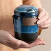 Juego de Té de Viaje Huer Kiln Tianmu, Tetera Portátil para Acampar con Tres Tazas, Juego de Preparación de Té para Exteriores, Taza de Servicio Rápido de Regalo