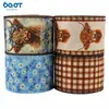 Cinta de grosgrain imitación lino, estampado de vaca de las Highlands, cinta tejida con borde de alambre, cinta decorativa para corona y lazo de Navidad al por mayor