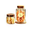 Frasco Transparente Sellado para Mascotas con Tapa de Madera, Frasco de Almacenamiento de Grado Alimenticio para Té y Artículos Secos, Contenedor de Almacenamiento Sellado de Alta Transparencia y Resistente a Roturas