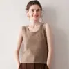Outono e Inverno Novo Tricô Feminino 100% Caxemira Gola U Slim Fit Camisole Top de Tricô Camisa Básica de Tricô
