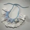 Toalha de saliva vermelha para pet transfronteiriça, babador de gato com laço, cachecol acessório de cachorro com renda azul, atacado do fabricante
