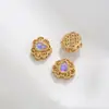 Electrochapado Dorado Mate Antiguo Incrustado Perla de Imitación Piedra Lunar Encaje Hueco Espaciadores Cuentas DIY Cuerda Trenzada con Cuentas Accesorios para Joyería