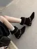 Primer Encuentro Ji Dong Qiu Moda de Nuevo Estilo Botines de Manga con Hebilla Moda Botas de Cuña Apiladas Botas de Media Caña Mujer