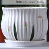 Vaso de flor de cerâmica grande em promoção, simples branco para interior mesa de centro varanda pequeno vaso para suculentas para jiboia dourada e samambaia aspargo