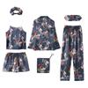 Fábrica exclusiva para comércio exterior pijama de sete peças feminino quatro estações usável manga longa seda artificial sexy roupa de casa terno de seda gelada