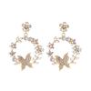 Aretes Europeos y Americanos Exagerados de Aleación con Diamantes, Corona de Flores, Mariposa, Personalizados Retro de Diamantes de Colores, Aretes de Flores, Aretes Transfronterizos para Mujeres