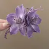 Charme Dragão Roxo Cabelo de Jasmim Senso de Atmosfera Flor Artificial Presilha Bico de Pato Presilha para Franja Lateral Acessórios de Cabelo para Foto na Praia