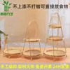 Cestas tejidas de bambú hechas a mano, bandejas de té, juegos de té, cribas de doble capa, cestas de bambú y platos para decoración de jardín de infantes.
