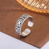 Anillo Vintage con Patrón Auspicioso Ins Celebridad de Internet Distintivo Plata Vieja Chapada Apertura Anillo Joyería de Mano Suministro de Comercio Electrónico
