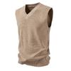 Outono e Inverno 2025 Novo Colete Tricotado Masculino com Decote em V Moda Cor Pura Solto Casual Suéter Regata Base para Homens