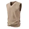 2025 Novo Colete Suéter Masculino Decote V Básico Moderno Solto Estilo Preguiçoso Casual Tricotado para Homens