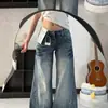 Calça Flare Não Apertada Estilo Retrô Americano para Mulheres, Primavera 2026, Tamanho Plus, Cintura Alta, Caimento Solto, Calça Wide Leg Emagrecedora