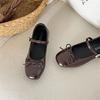 Zapatos Planos Redondos con Lazo Estilo Francés para Mujer, Nuevos Zapatos de Cuero Versátiles Verano 2025, Zapatos Mary Jane Bajos para Combinar con Faldas