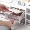 Caixa de Armazenamento Plástica Transparente Espessa Estilo Gaveta para Cosméticos, Material Escolar de Estudante e Armazenamento, Empilhável