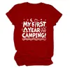 Mi primer año de acampada Amazon eBay sitio independiente moda casual camiseta de manga corta con cuello redondo para mujer