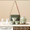 Lindo Juego de Té de Panda con Tres Tazas, Juego de Té Portátil para Viaje al Aire Libre con Logo, Hecho de Cerámica con Esmalte de Ceniza