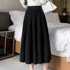 Falda plisada de punto trenzado de lana gruesa Design Sense para mujer, nueva falda de vuelo grande para otoño e invierno, falda delgada de línea A